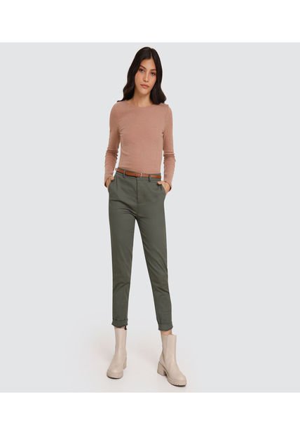 Pantalon Para Mujer Chino Color Verde  Marca Ostu #40070345