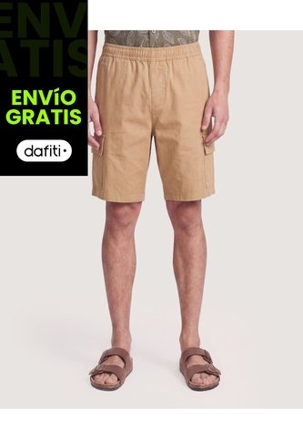 Bermuda Cargo Ajuste Relax  Para Hombre Beige Ostu Ostu