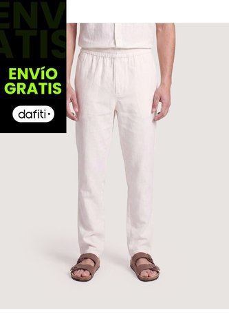 Pantalón En Efecto Rústico  Para Hombre Marfil Ostu Ostu