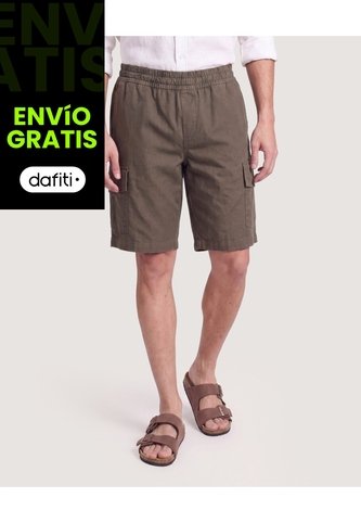 Bermuda Cargo Ajuste Relax  Para Hombre Verde Ostu Ostu