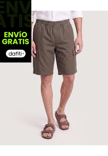 Bermuda Cargo Ajuste Relax  Para Hombre Verde Ostu