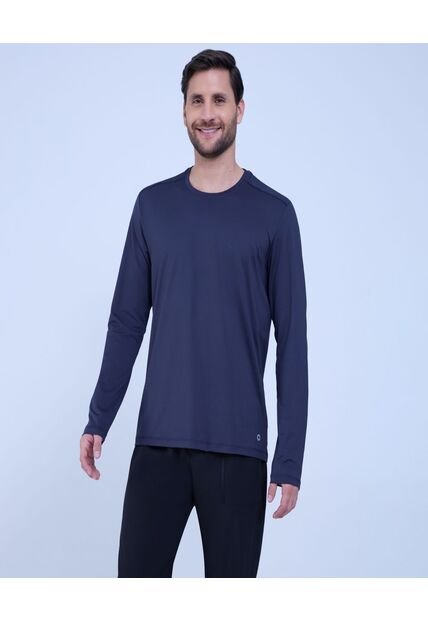 Camiseta Para Hombre Manga Larga Cuello Redondo Color Azul Oscuro Marca Ostu #60091496