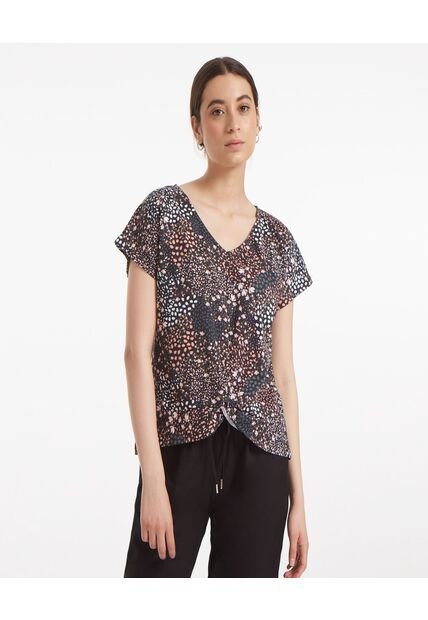 Camiseta Para Mujer Manga Corta Color Negro Marca Ostu #40091678