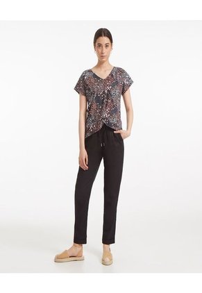 Camiseta Para Mujer Manga Corta Color Negro Marca Ostu #40091678