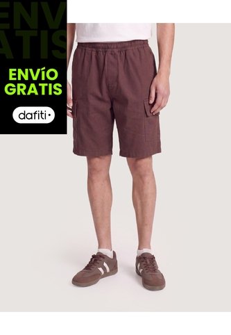 Bermuda Cargo Ajuste Relax  Para Hombre Café Ostu Ostu
