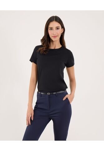 Camiseta Para Mujer Manga Corta Cuello Redondo Color Negro Marca Ostu #40092423 Ostu