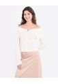 Saco Off Shoulder Con Cierre Frontal  Para Mujer Crema Ostu de Ostu