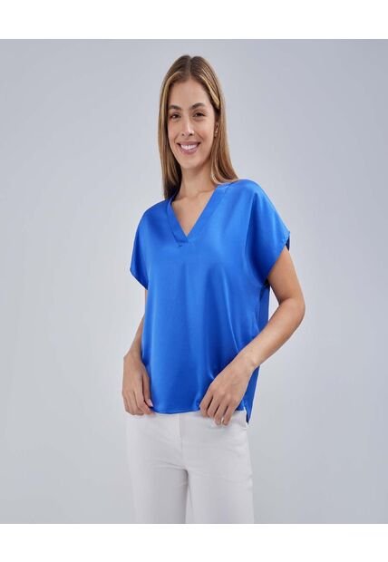 Blusa Para Mujer Manga Corta Color Azul  Marca Ostu #40120999