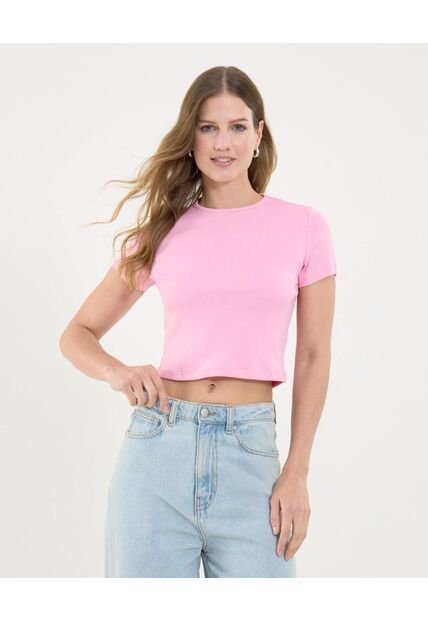 Camiseta Para Mujer Crop Top Color Rosa Marca Ostu #40092336