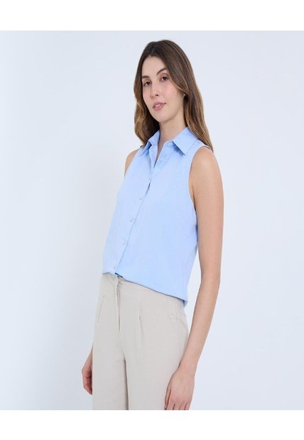 Blusa Para Mujer Manga Sisa Color Azul Marca Ostu #40121131