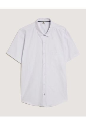 Camisa  Para Hombre Manga Corta Con Bolsillo Cuello Casual M Color Blanco Marca Ostu #60010883