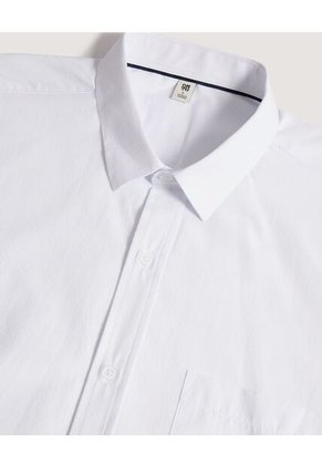 Camisa  Para Hombre Manga Corta Con Bolsillo Cuello Casual M Color Blanco Marca Ostu #60010883