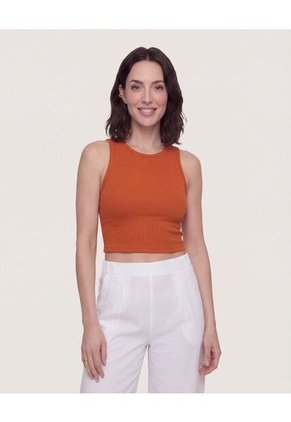 Top  Para Mujer Cuello Redondo Color Terracota Marca Ostu #40228217