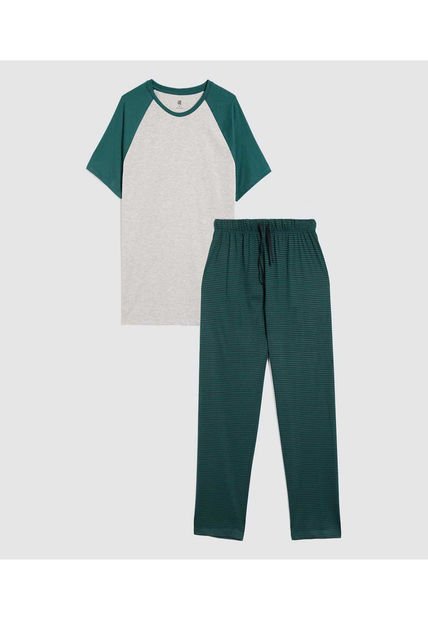 Pijama Para Hombre M/C P/L Color Verde Oscuro Marca Ostu #60040195