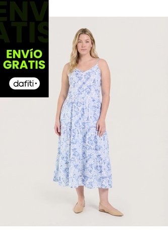 Vestido Largo  Para Mujer Azul Ostu Ostu