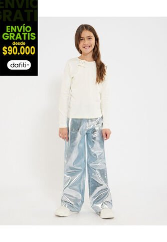 Jean Para Niña Wide-Leg Color Azul Claro Marca Ostu #90160081 Ostu