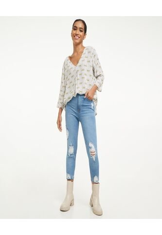 Jean Para Mujer Skinny Color Azul  Marca Ostu #40160275 Ostu