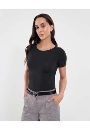 Body Para Mujer Manga Corta Color Negro Marca Ostu #40200201