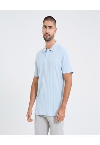 Polo Para Hombre Cuello Maquina Sin Bolsillo Color Azul Marca Ostu #60110737 Ostu