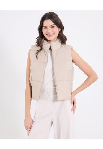 Chaleco Para Mujer Acolchado Color Beige Marca Ostu #40250032 Ostu