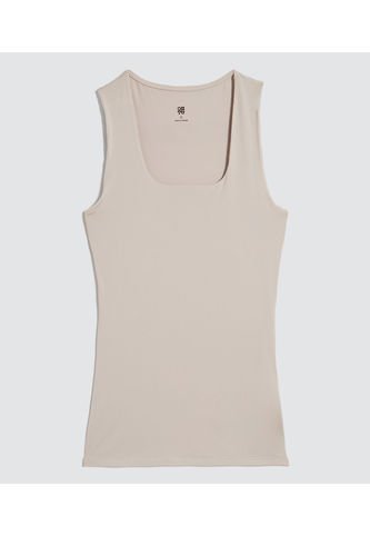 Top Para Mujer Cuello Redondo Color Beige Marca Ostu #40220409 Ostu