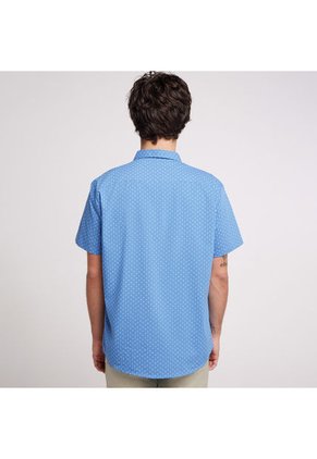 Camisa Hombre Ostu M/C Azul Algodón