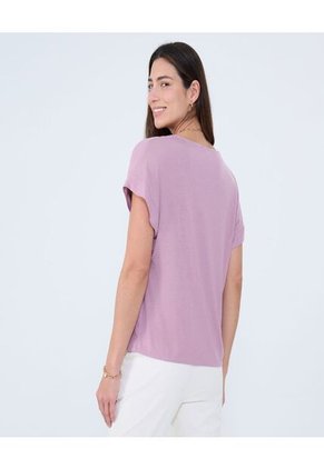 Blusa Para Mujer Manga Corta Color Lila Pastel Marca Ostu #40121124