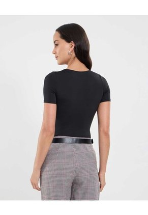 Body Para Mujer Manga Corta Color Negro Marca Ostu #40200201