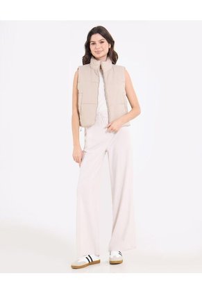 Chaleco Para Mujer Acolchado Color Beige Marca Ostu #40250032