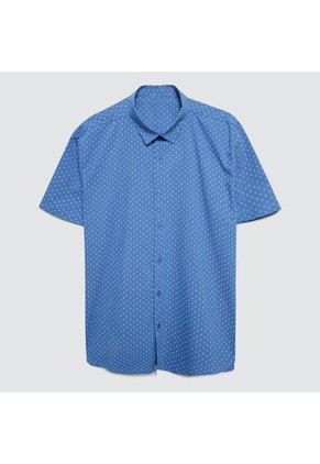 Camisa Hombre Ostu M/C Azul Algodón