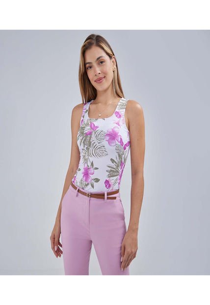 Top Para Mujer Cuello Redondo Color Morado Marca Ostu #40220354