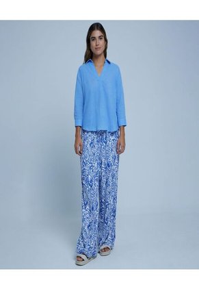 Camisa Para Mujer Manga 3/4 Color Azul  Marca Ostu #40010176