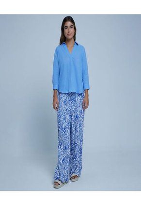 Camisa Para Mujer Manga 3/4 Color Azul  Marca Ostu #40010176