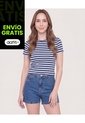 Camiseta Crop Básica  Para Mujer Azul Ostu de Ostu