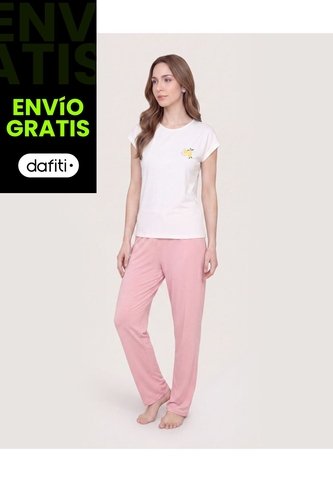 Pijama Manga Murciélago Con Pantalón Largo  Para Mujer Rosa Ostu Ostu