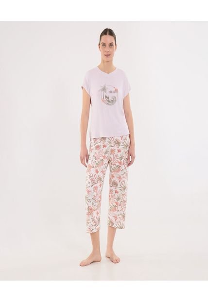 Pijama Para Mujer M/C Capri Color Lila Marca Ostu #40040413