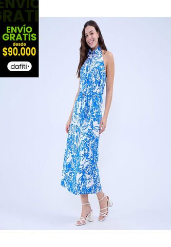 Vestido Para Mujer Manga Sisa Color Azul Rey Marca Ostu #40170295 Ostu