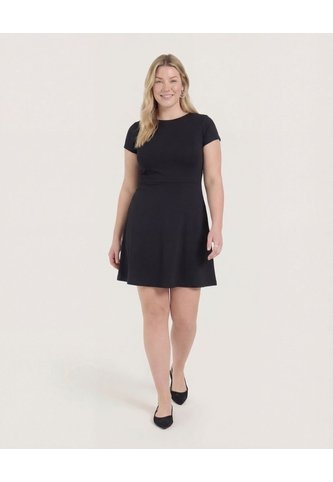Vestido Escote Ojal Manga Casco  Para Mujer Negro Ostu Ostu