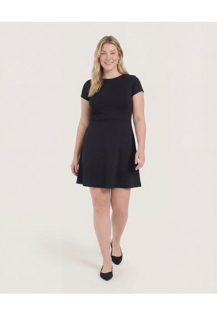 Vestido Escote Ojal Manga Casco  Para Mujer Negro Ostu