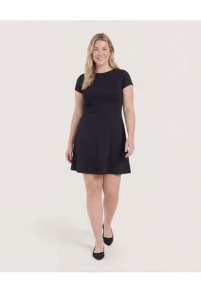 Vestido Escote Ojal Manga Casco Para Mujer Negro Ostu