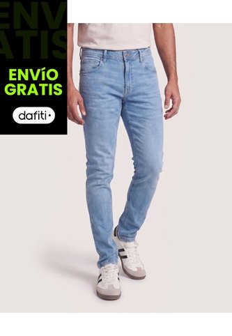 Jean Skinny Tono Claro  Para Hombre Azul Ostu Ostu