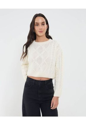 Saco Para Mujer Cuello Redondo Color Crema Marca Ostu #40330074