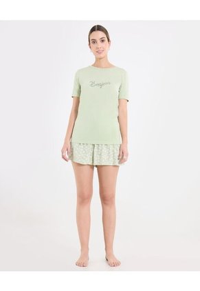 Camiseta Bonjour Screen  Para Mujer Verde Ostu
