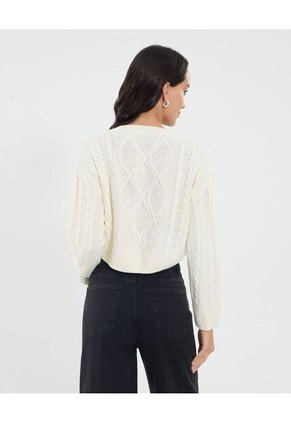 Saco Para Mujer Cuello Redondo Color Crema Marca Ostu #40330074