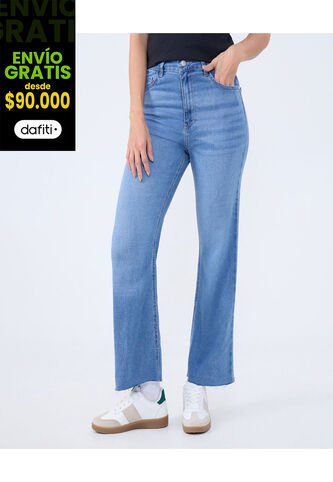 Jean Para Mujer Crop Flare Color Azul Medio Marca Ostu #40160527 Ostu