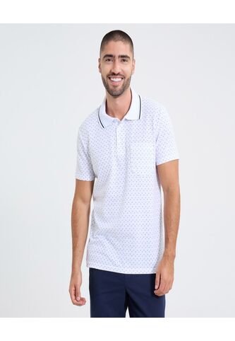 Polo Para Hombre Cuello Tejido Con Bolsillo Color Blanco Marca Ostu #60110745 Ostu