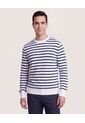 Saco Tejido Rayas Horizontales  Para Hombre Blanco Ostu de Ostu
