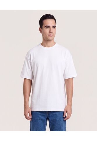 Camiseta Relaxed Básica Unicolor  Para Hombre Crema Ostu Ostu