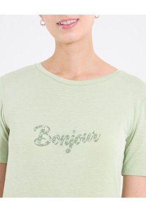 Camiseta Bonjour Screen  Para Mujer Verde Ostu