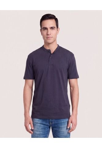 Polo Cuello Mao Regular  Para Hombre Azul Ostu Ostu